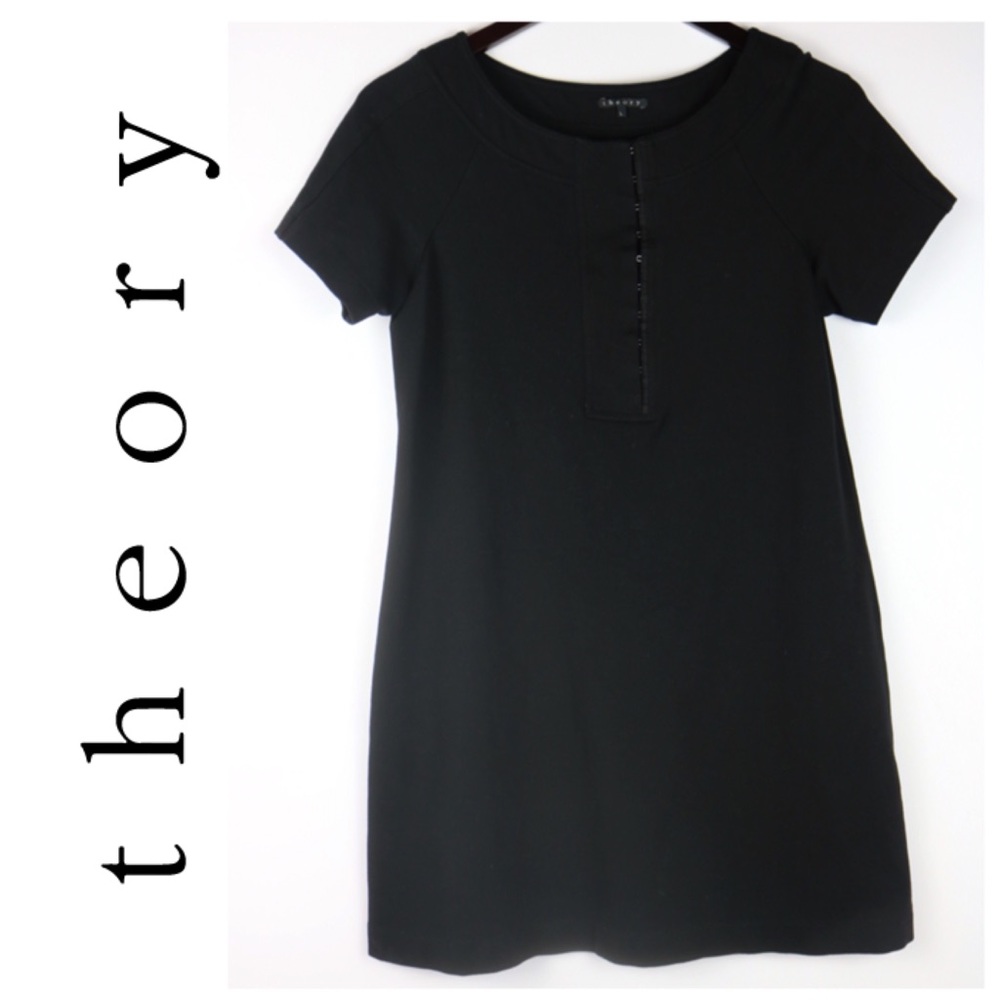 THEORY | HOOK AND EYE CLOSURE SHIFT DRESS